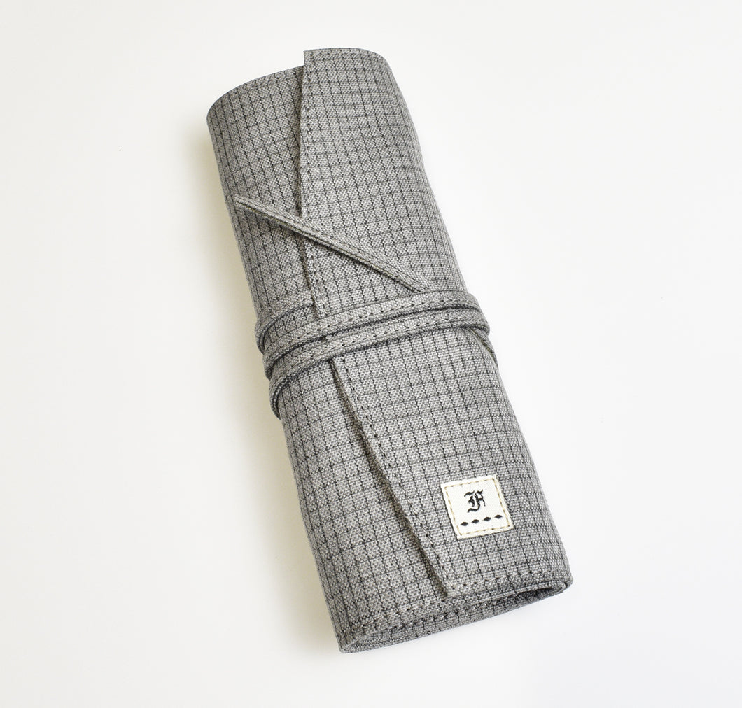 7 Pen Roll - Grey Fabric Closeout