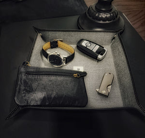 Valet Tray - Black Napa Suit Grey