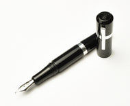 Franklin-Christoph Model 19 Black & Aluminum SE Fountain Pen, special edition, shown on a white background.