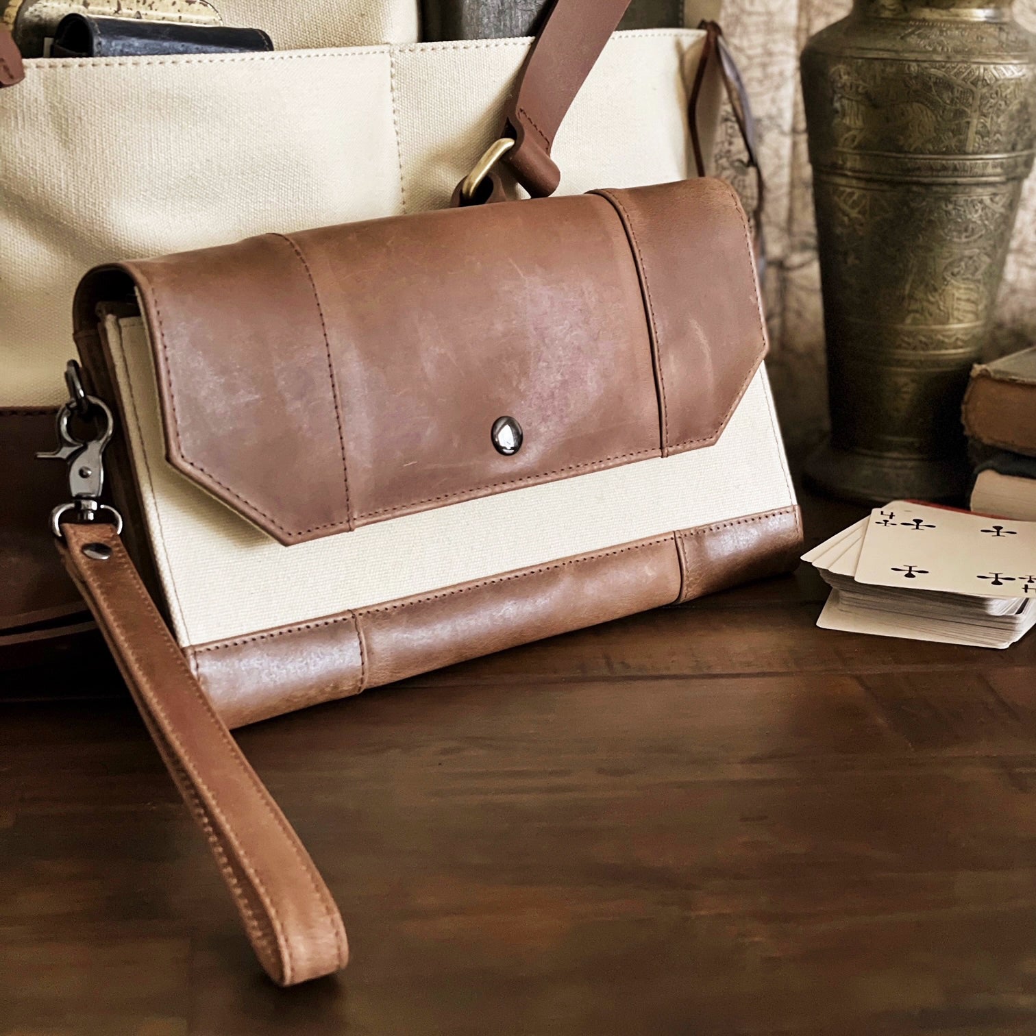 Fortis Sling Bag - Creme' and Brown