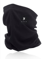 Franklin-Christoph Neck Gaiter: black with white H/four dots, perfect for cold weather or disease protection.