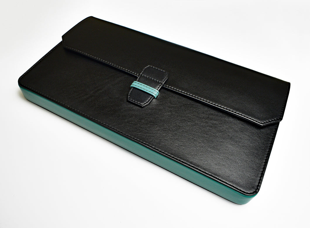 New Penvelope 12 Black Teal Leather