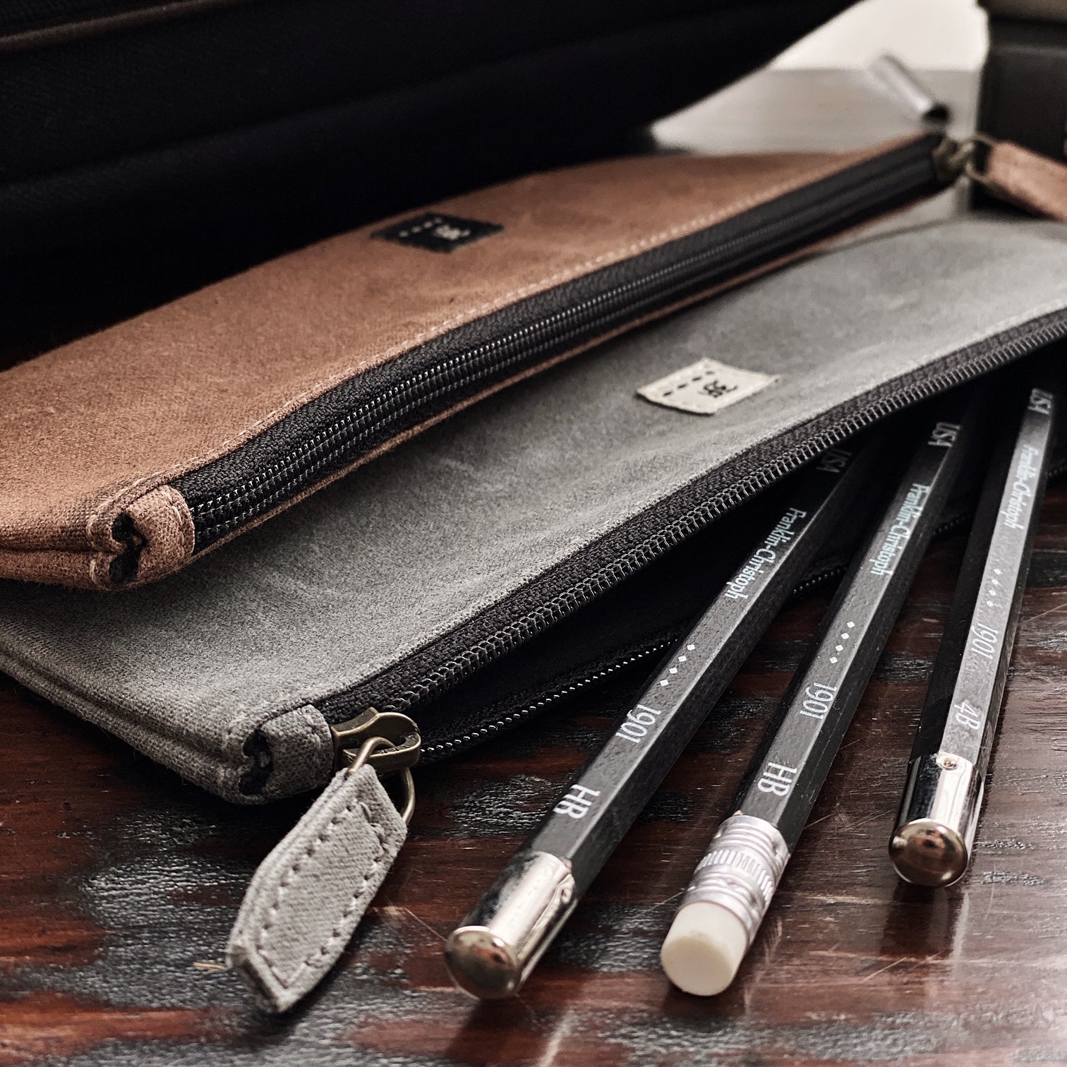 Canvas and Leather Pencil Case, Leather Accessories