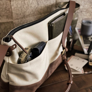 Fortis Sling Bag - Creme' and Brown