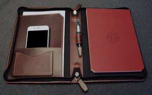 A5 Zippered Padfolio - Burgundy Leather - Seconds