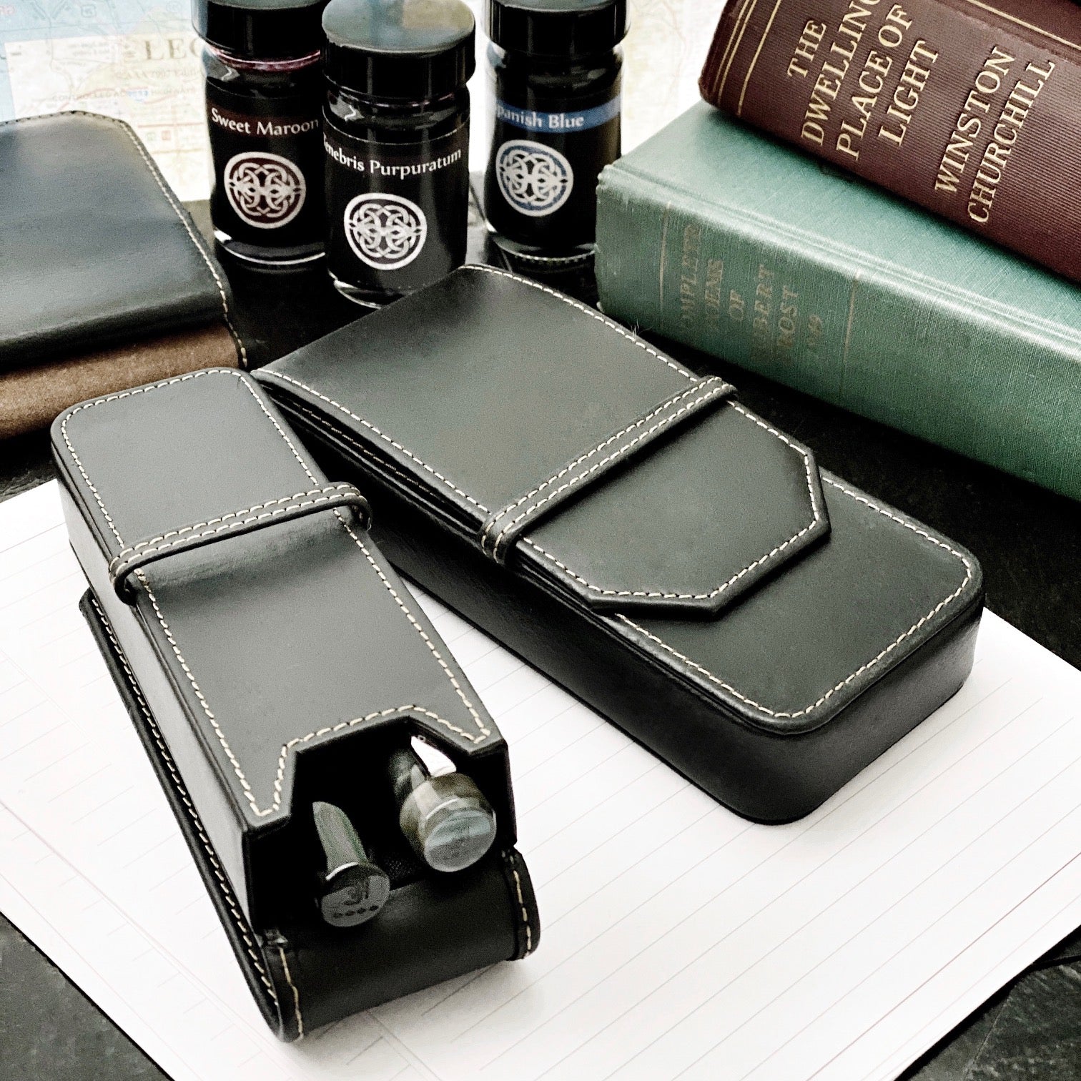 Leather Pen Case 2 Fountain Pen Case Personalized Christmas 