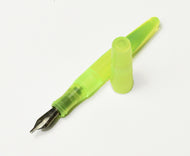 Franklin-Christoph pocket 66 Fountain Pen - Nuclear Green acrylic, block threads, uncapped on white background.