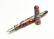 Franklin-Christoph Pocket 66 Fountain Pen - Kaleidoscope SE, marbled acrylic, uncapped, with secure block threads.